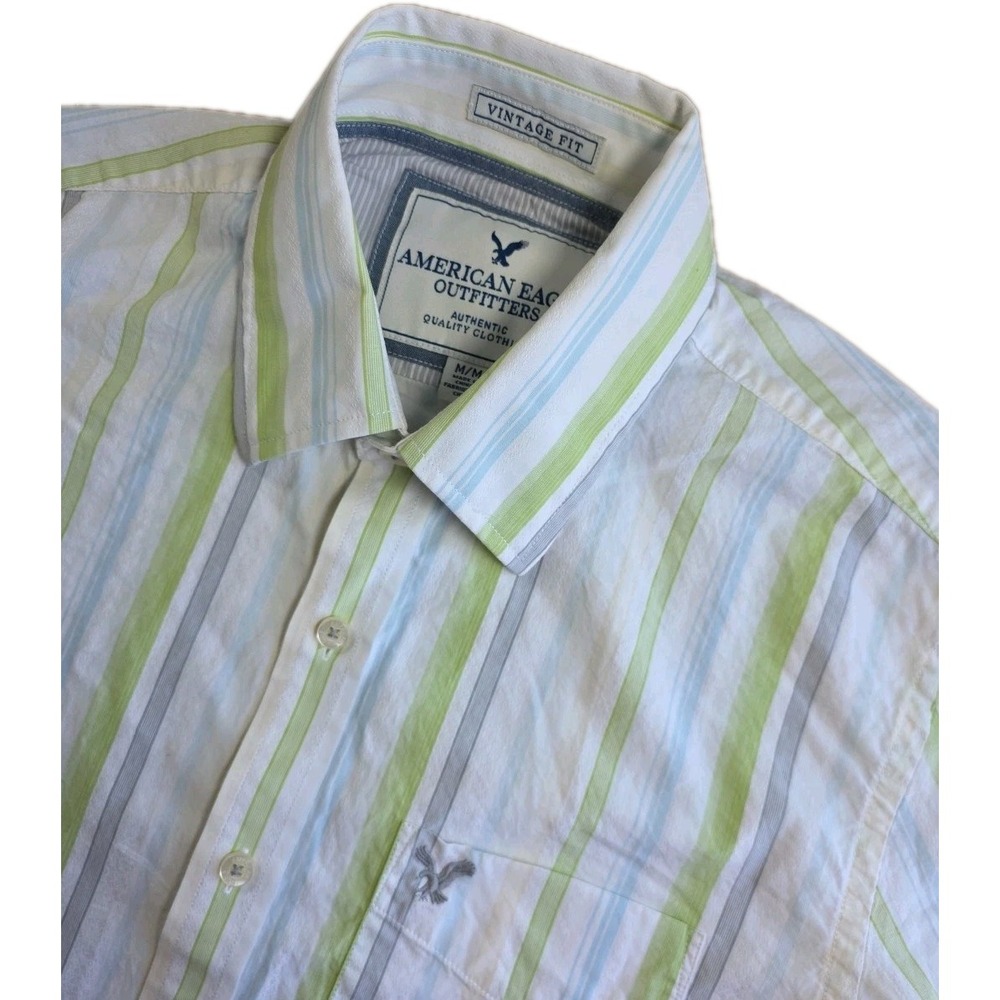 American Eagle Mens Striped Vintage Fit Button Down Shirt Size‎ M MULTICOLOR